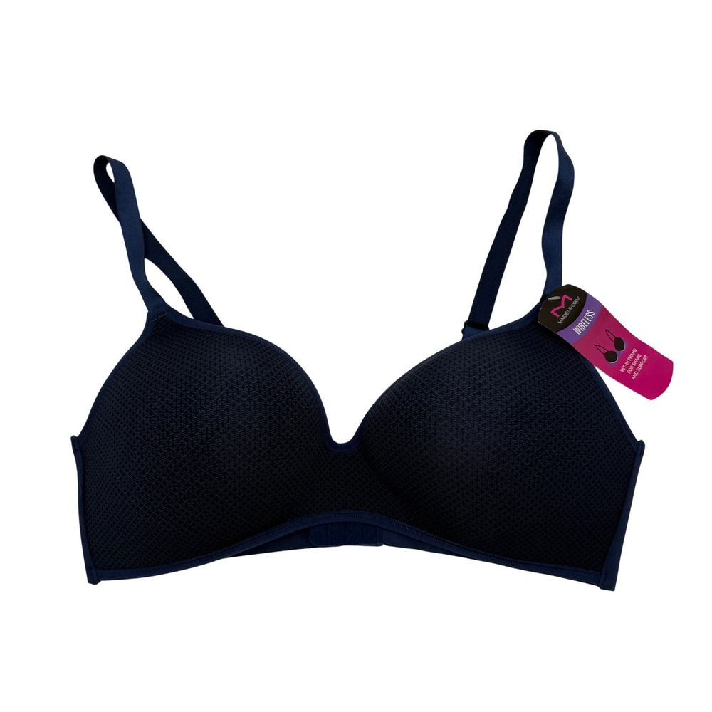 Maidenform Wireless Bra Navy Blue Full Coverage Comfort Set In Frame 38C New